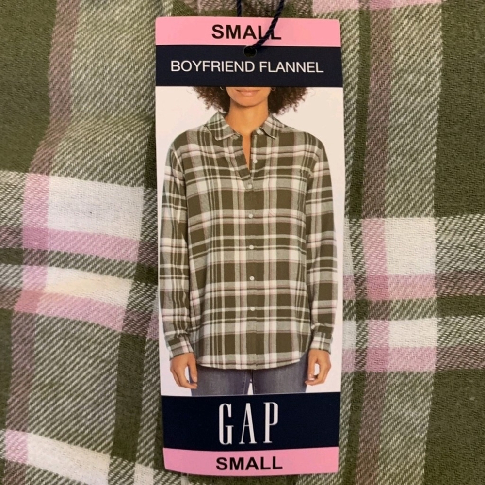 Gap Boyfriend Flannel Piper Button Up relaxed fit Shirt Top Size S Small - Picture 9 of 11